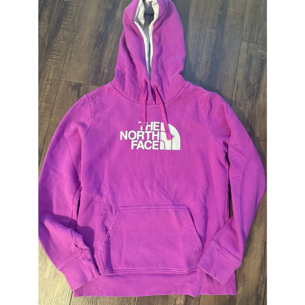 The North Face Bright Purple Pullover Hoodie with White Logo